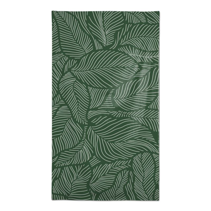 Dense Leaves Gray 5 Tablecloth, Green