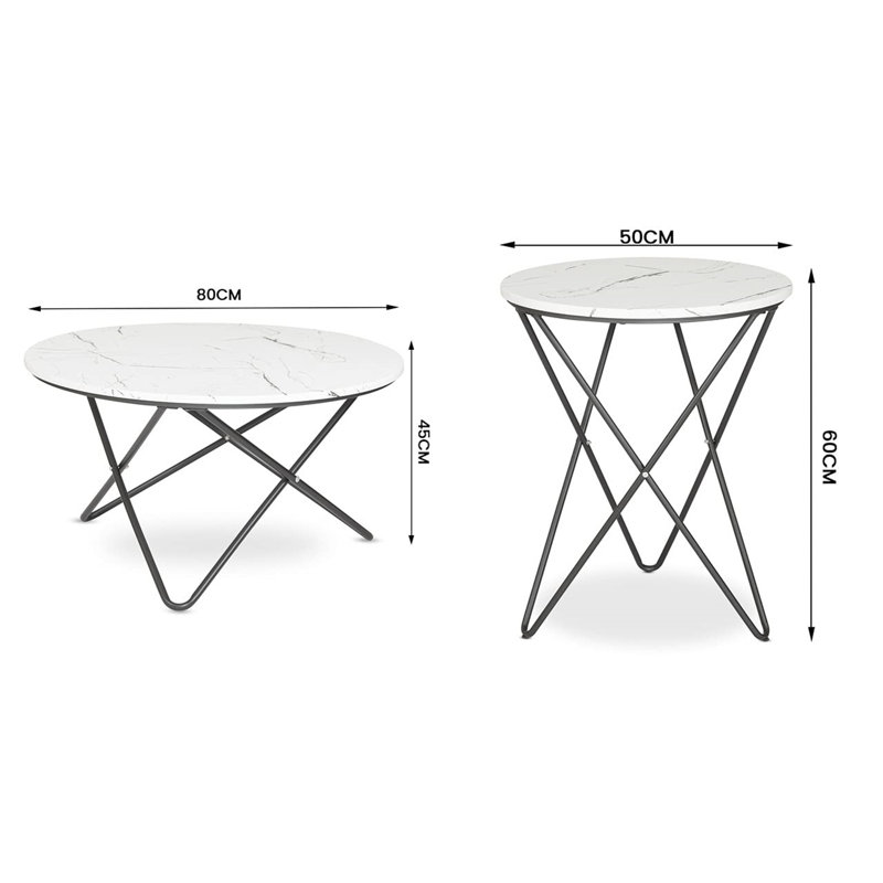 Renne 2 - Piece Marble Top Living Room Table Set