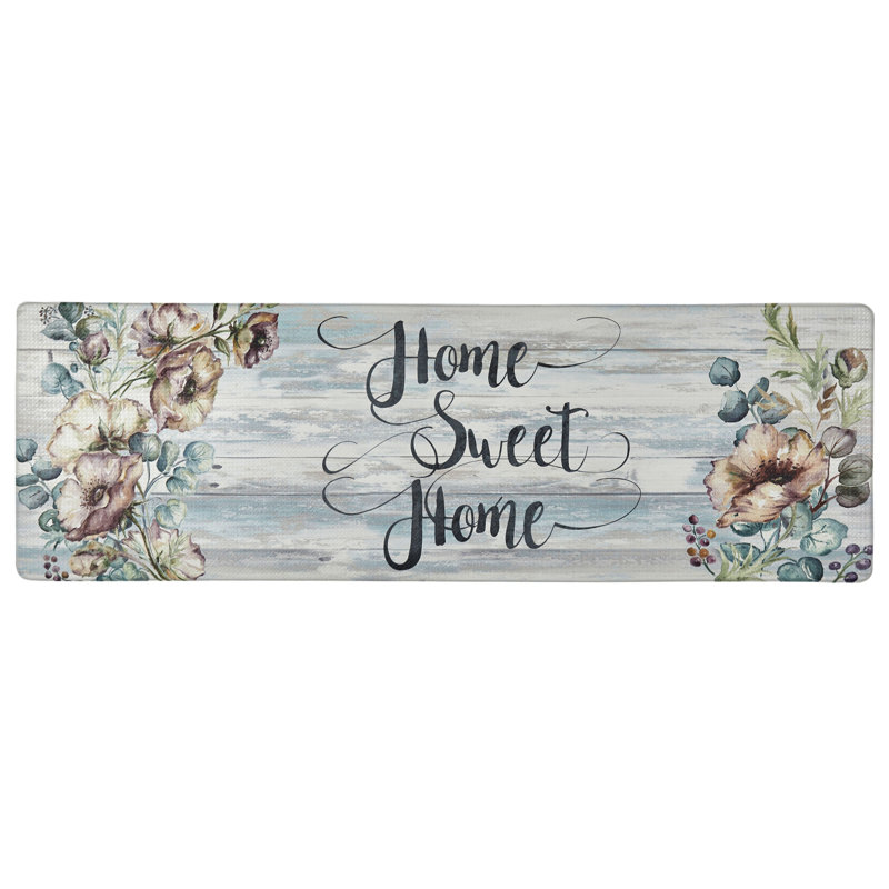 Home Sweet Home Floral Anti-Fatigue Kitchen Mat, 17.5" x 55"
