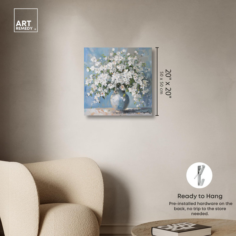 Vase ciel clair sur toile, H 20 po x l 20 po, Toile tendue