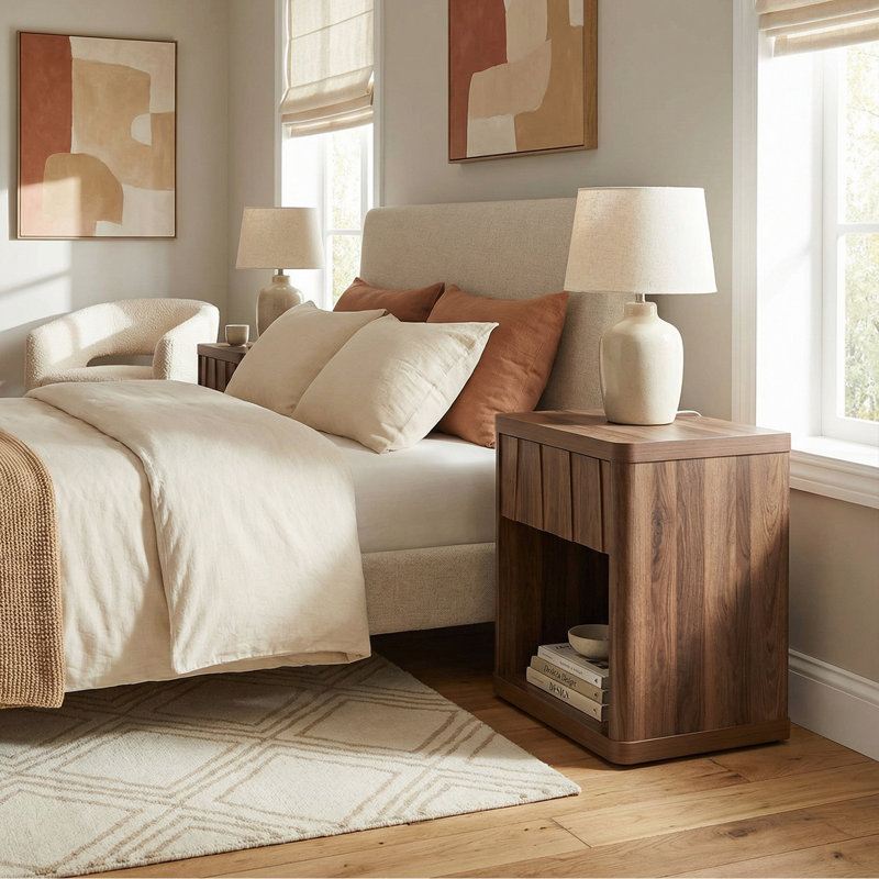 Mahlea 22.6" W 1 Drawer Nightstand, Walnut