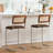 Natural Rattan Counter Height Stools Set of 2 with Solid Wood Back, 24.8'' Mid Century Modern Cesca Bar Stools, Brown Upholstery Boho Stool for Kitchen Counter with Chrome Metal Legs-831929137-831929148