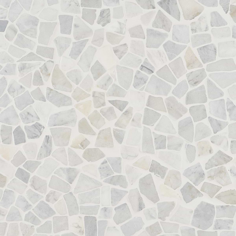 Nature 12x12 Tumbled Pebble Tumbled Mosaic Tile, Carrara