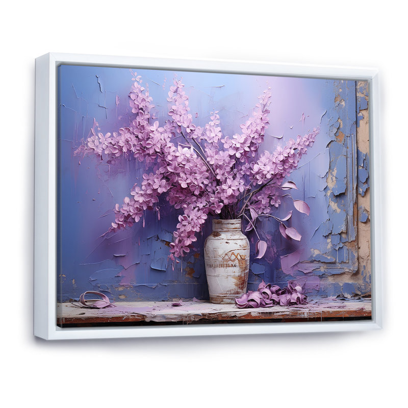 Vase lilas Bouquet Reverie - imprimé, Cadre flottant blanc, H 24 po x l 32 po x P 1 po