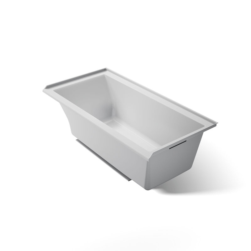 Underscore 60" x 30" Drop In Soaking Acrylic Bathtub, Ice Grey, Right