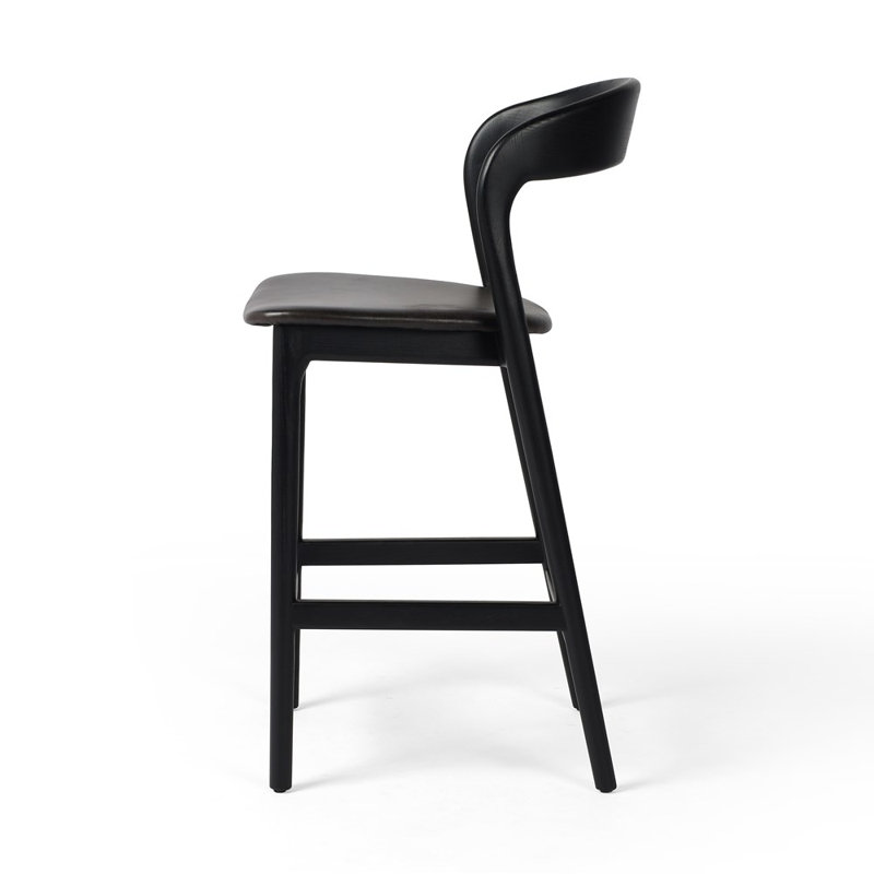 Amare Stool, Counter Stool (26.5" Seat Height), Sonoma Black Genuine Leather/Black