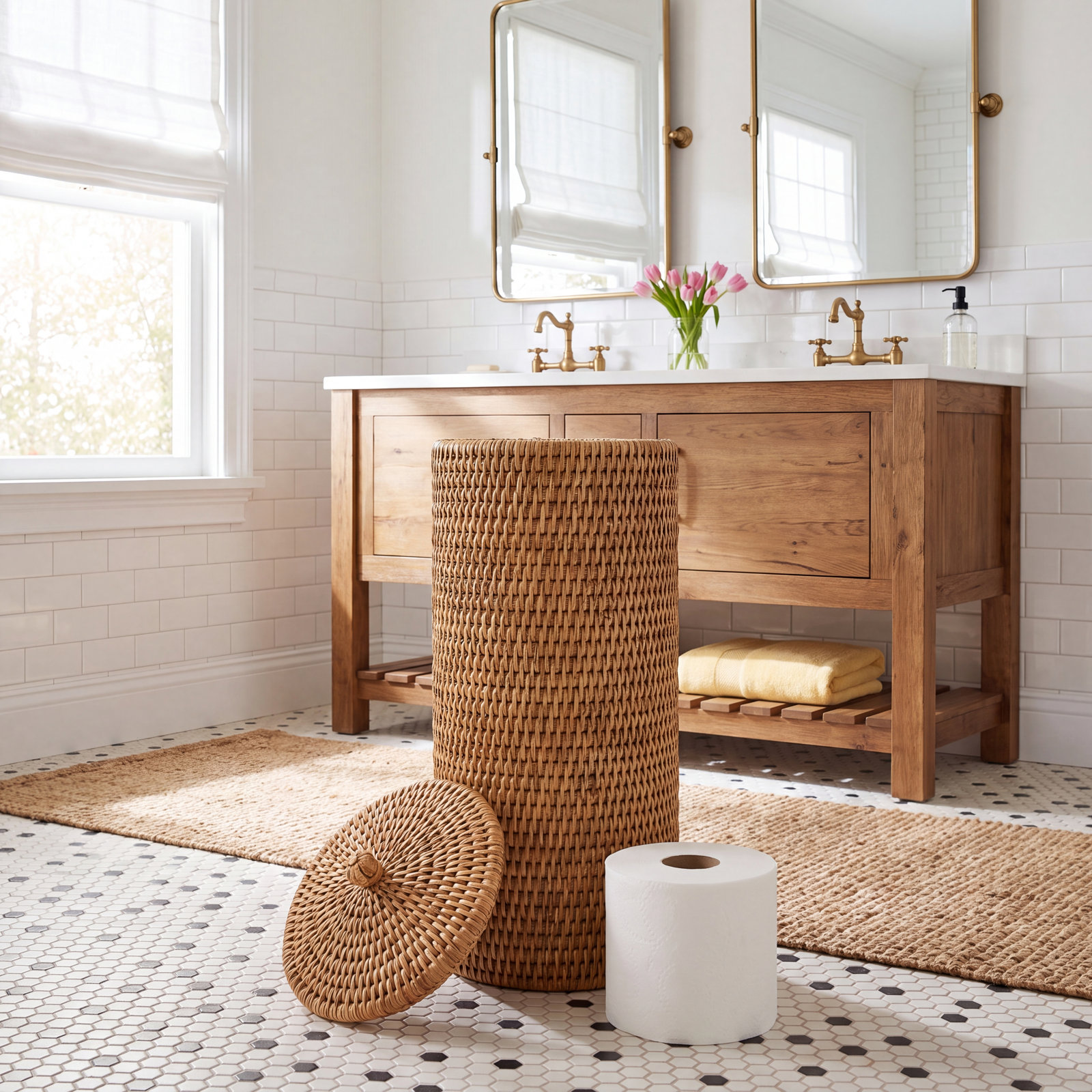 Rael Freestanding Toilet Paper Holder, Honey Brown