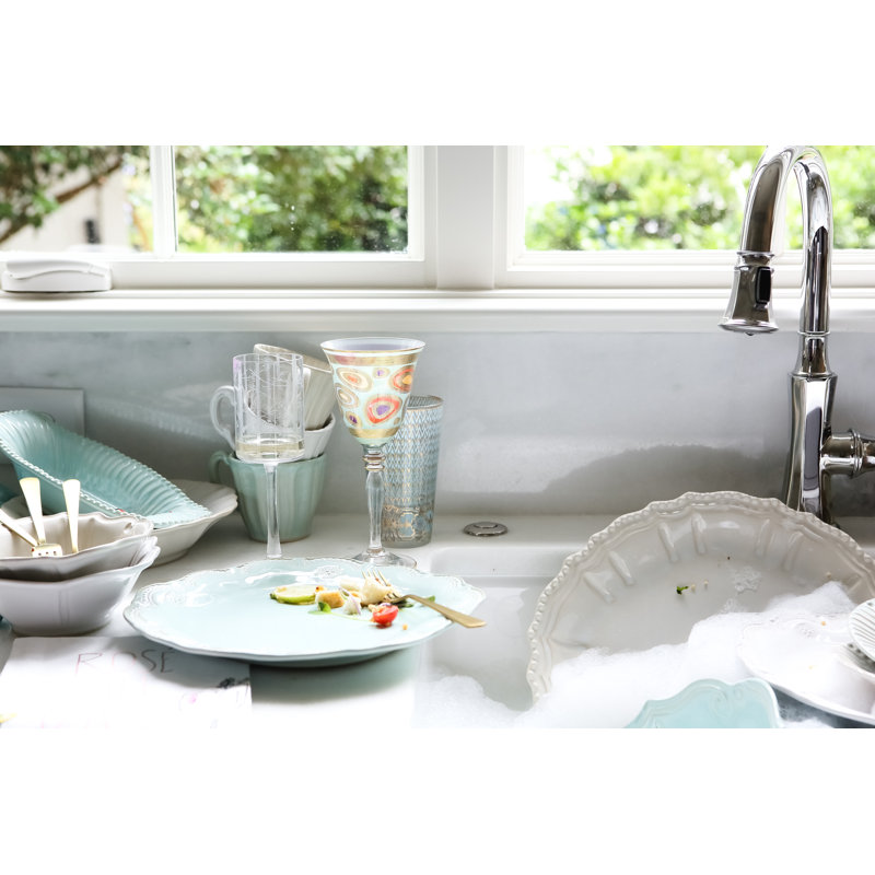 Plat rond Incante Stone Baroque, Blanc