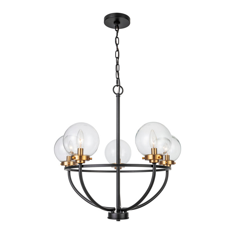 Lustre 5 lumières globes transparent Global View