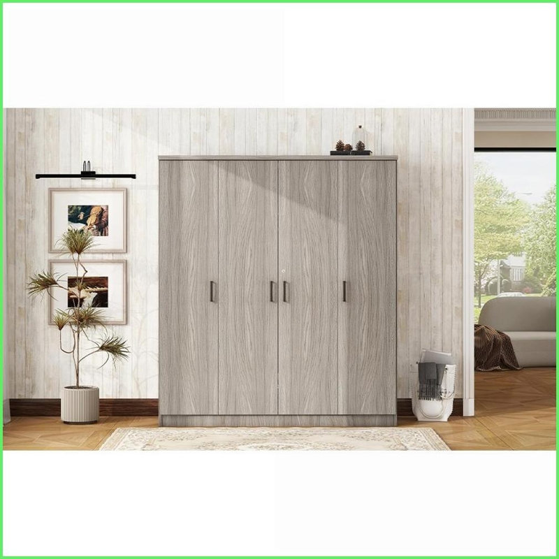 Commodes et amp; Armoire moderne à 4 portes avec 1 tiroir, blanc / gris | Panneau de fibres à densité moyenne | Gris