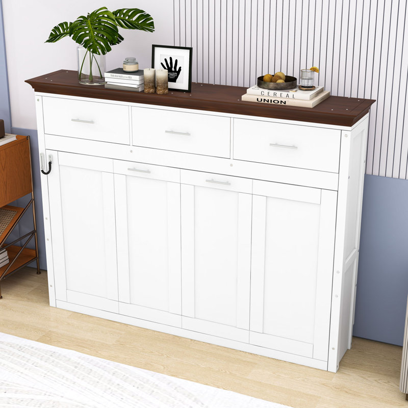 Lit escamotable simple avec 3 tiroirs et lattes
