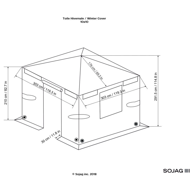 Housse d'hiver pour abris de jardin et accessoires de pavillon de jardin Sojag, H 82,7 po x l 119,3 po x P 119,3 po