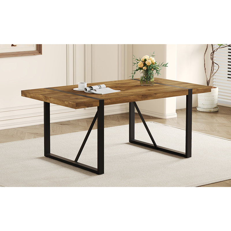 Table de salle à manger Rustic, MDF+Metal, Wood, 30" H x 71" W x 39.3" D