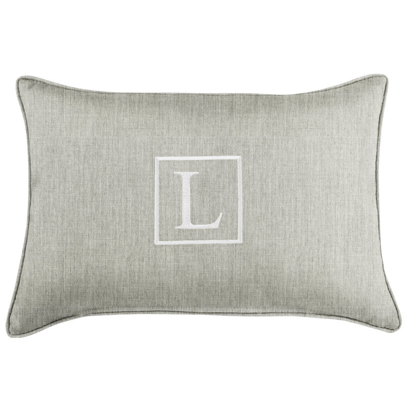 Kerrell Embroidered Sunbrella® Outdoor Throw Pillow, Granite Gray, L