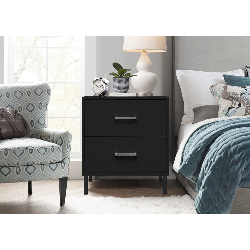 55.12 cm W Bedside Table, Black
