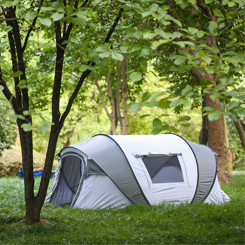 Tente de bateau escamotable pour 4-6 personnes, Blanc / gris clair