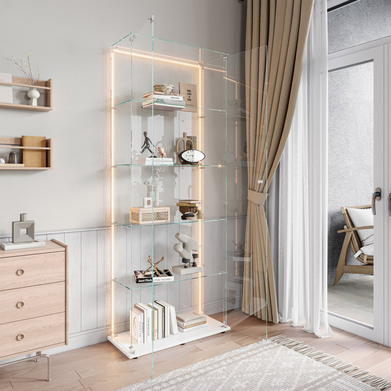 Charmagne Display Cabinet, White, LED Strip Lights