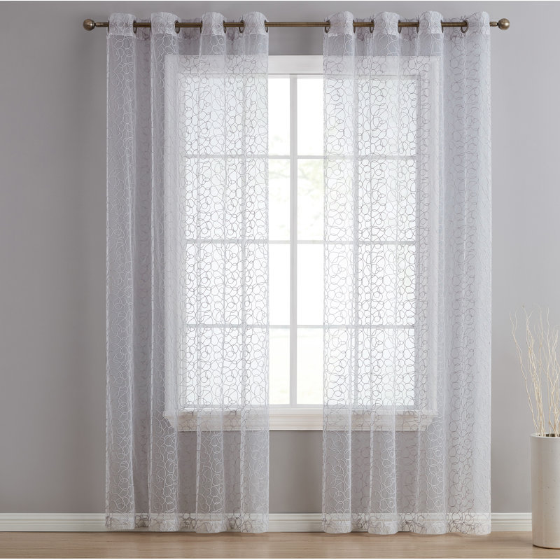 Denis Semi Sheer Curtain Pair, Silver Gray, 54" x 84"