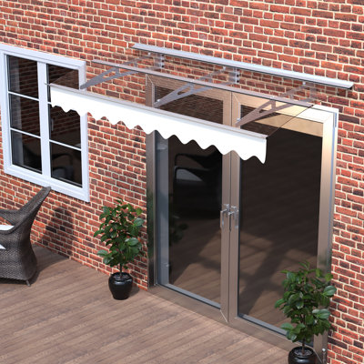 Auvent de 200 x 86 cm (79 po x 34 po) - Toit en polycarbonate, supports en aluminium, protection UPF 80+, style extérieur moderne, construction robuste, idéal pour les portes et fenêtres.