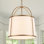 Lustre style campagne moderne à 5 lumières avec abat-jour en tissu blanc cassé