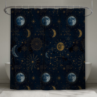 Celestial Moon Sun Constellations Shower Curtains Extra Long