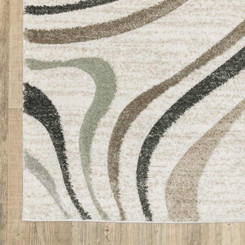 Tapis 6 pi x 9 pi beige, gris, brun, sauge, bleu pâle, brun clair et gris anthracite