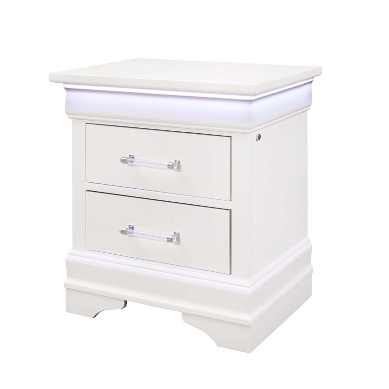 Table de chevet blanche Charlton avec DEL