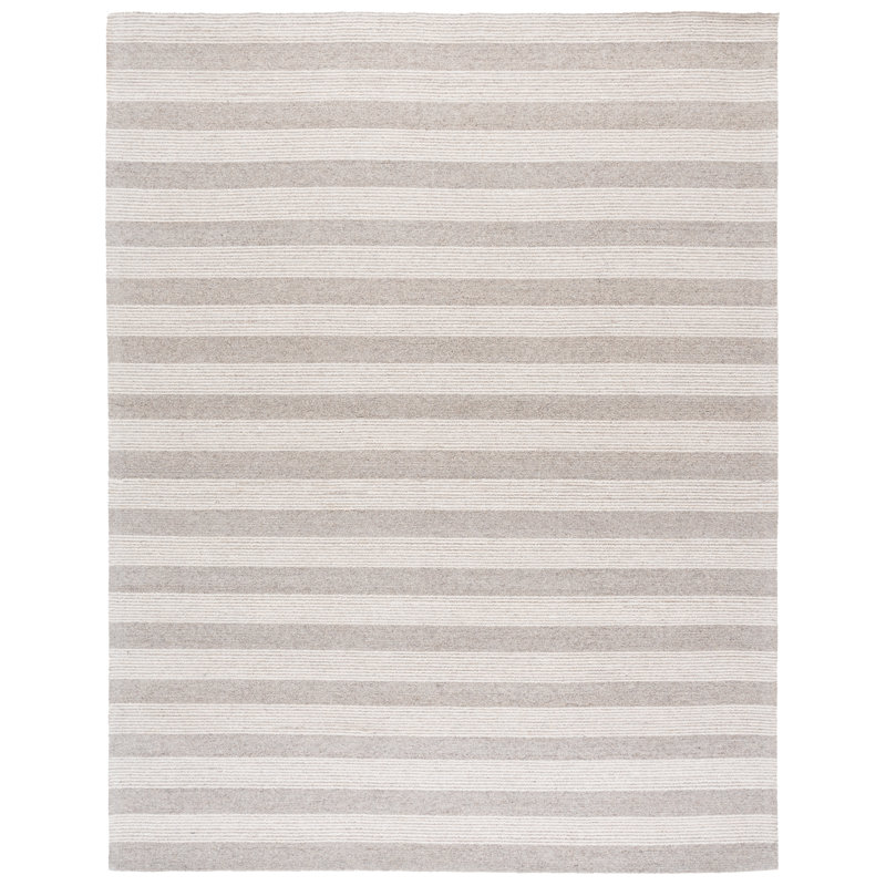 Pine 801 Hand Tufted Wool; Cotton; Latex Striped Rug in Beige/Ivory, Square 6'