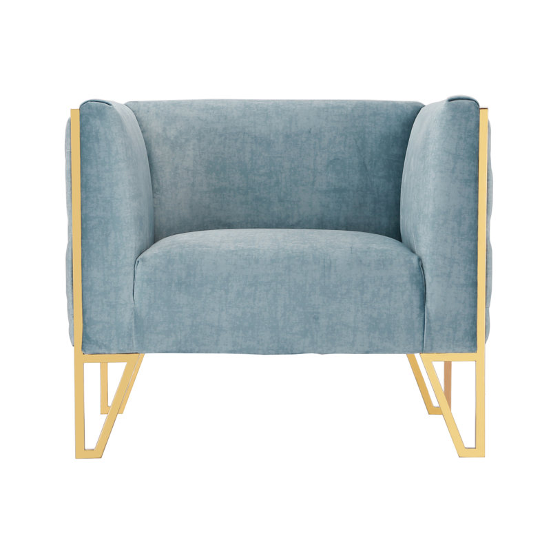 Lebel Velvet Armchair, Ocean Blue