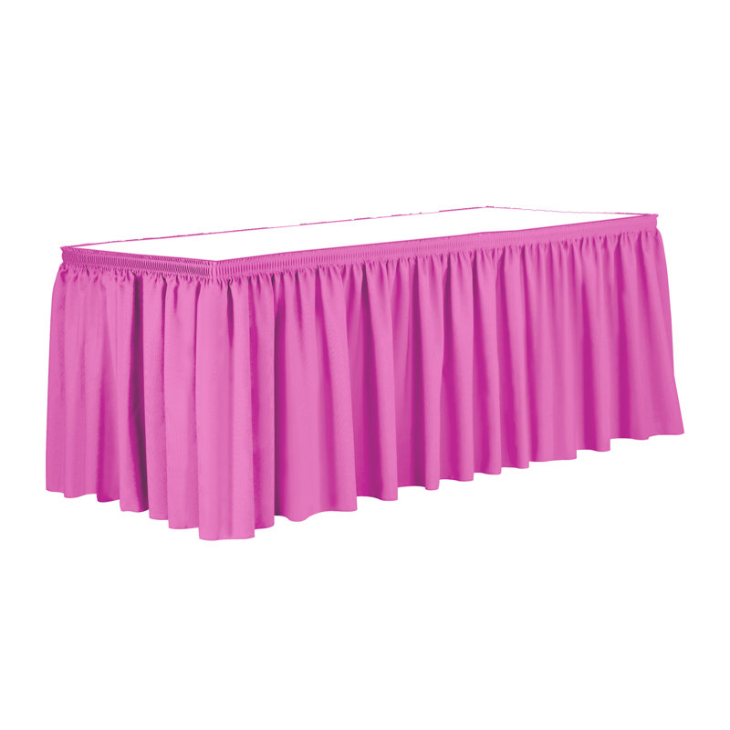 Ultimate Textile 7 Ft. Shirred Pleat Polyester Table Skirt - 42" Bar Height, Cobalt Blue, Neon Pink, 36" L x 168" D
