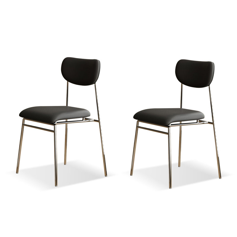 Chaise d'appoint noire à dossier solide (ensemble de 2), Noir
