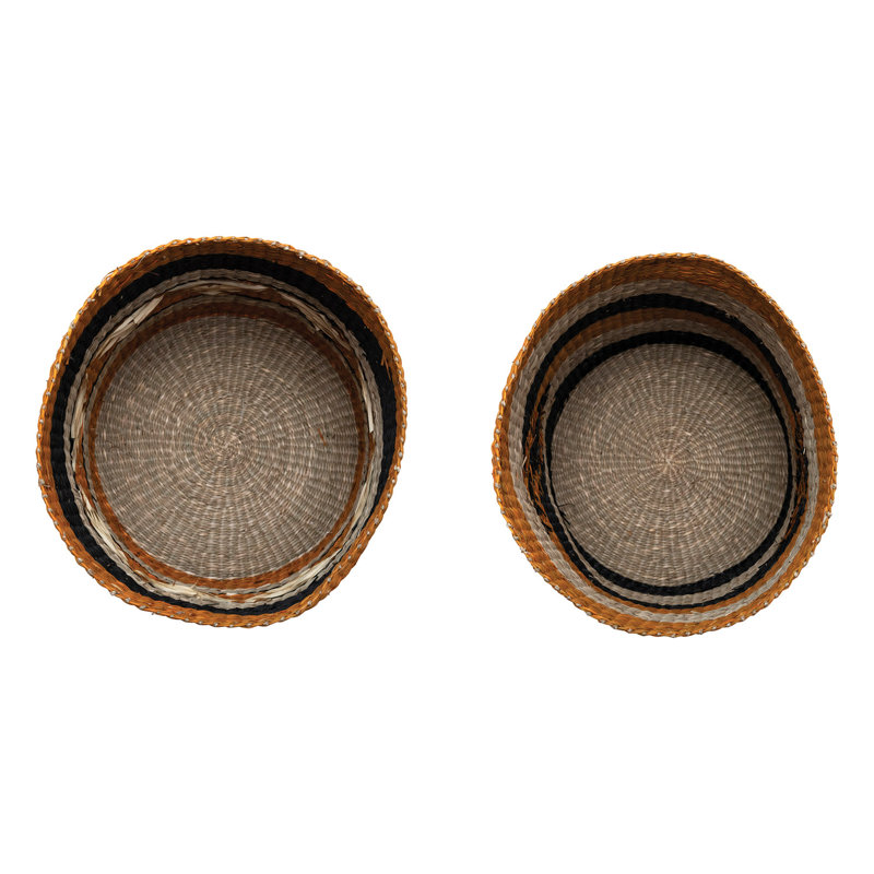 Handwoven Round Multicolor Seagrass Basket Set