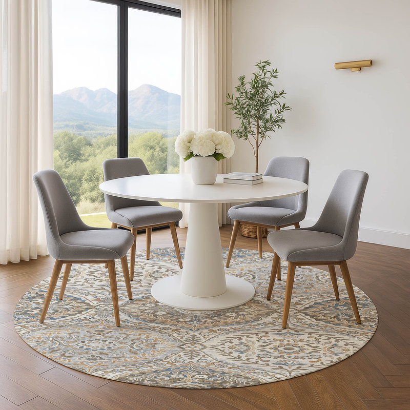 Premium Machine Washable Panels Rug, Round 8'