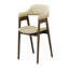 Chaise de salle à manger, hauteur 32 po, ensemble de 2, côté, rembourrée, salle à manger, cuisine, noyer foncé, tissu sable, Mid-Century, moderne