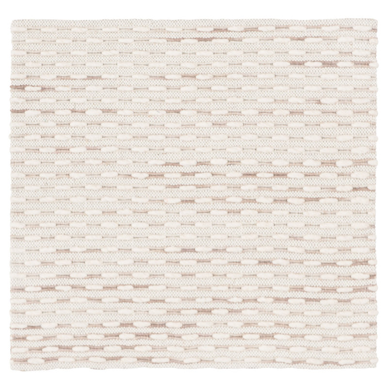 Laureldale Hand Woven Wool/Cotton Abstract Rug in Beige, Square 6'