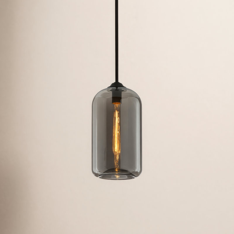 District 1-Light Mini Pendant, 20.75" H x 10" W x 10" D, Smoke