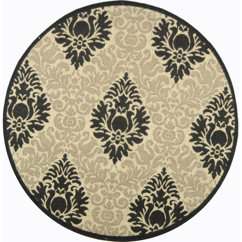 Tapis sable / noir Arneshia, Rond 5 pi 3 po