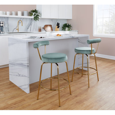 Kayson Swivel Upholstered Counter Stool with Metal Frame