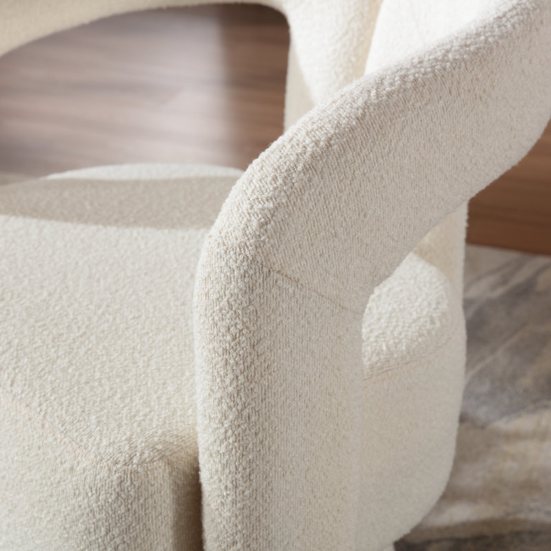 Busra Upholstered Swivel Barrel Chair, Beige