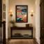 Affiche rétro Los Angeles, sable orange et vagues bleues, toile murale-81449854
