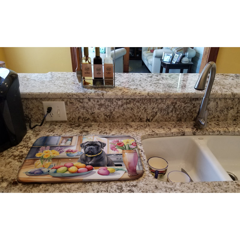 Decorating Easter Cane Corso Dish Drying Mat