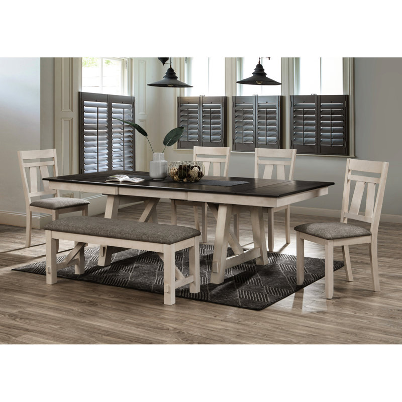 Upholstered Bench In Cottage Style With Chalk Gray Finish, Solid Wood, Square Legs, 76Mm Thick Cushion For Bedroom And Dining Finish Bedroom, Transitional Style, Seat