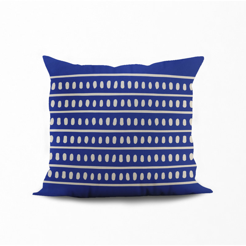 Jeté carré en polyester intérieur / extérieur, L 19 po x H 19 po, Bleu marine