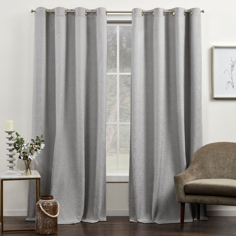 Aasiya Semi Sheer Curtain Pair, Gray, 54" W x 96" L
