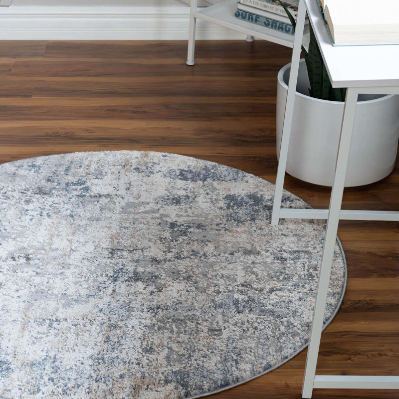 Tapis beige, Rond 4 pi 1 po