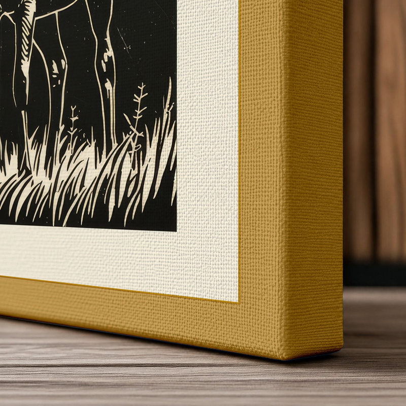 Deer in Silhouette Rustic - Wrapped Canvas, 18x12 - 45.7 x 30.5 cm, Ochre Border