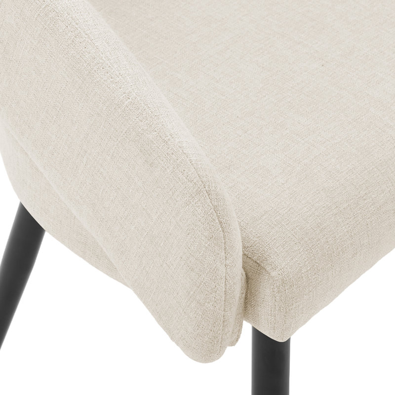 Chaises de salle à manger rembourrées Sabuk, 2, Lin blanc crème