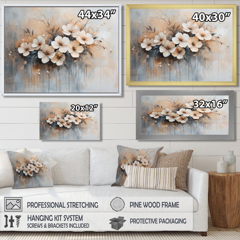 Espinosa Gold White Garden Blossom Violets II - Violets, art mural de salon, Reproduction encadrée d'une seule photo, Blanc