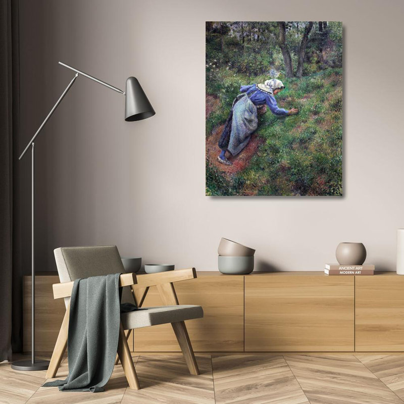 Peasant Gathering Grass, 24" H x 19" W