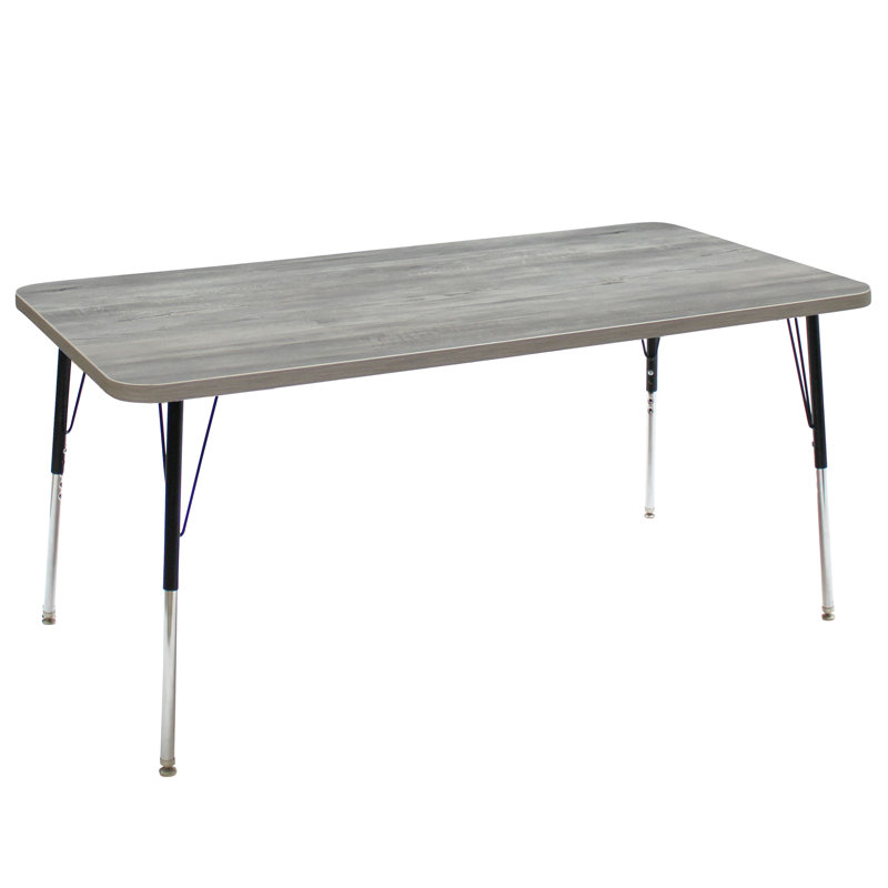 Table d'activité rectangulaire avec pieds réglables La Madera, Bois gris clair / noir, 36 po x 72 po, Standard